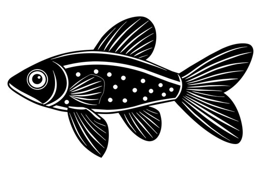 black fish with white details clip art preview