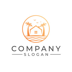 House with palm tree circular logo