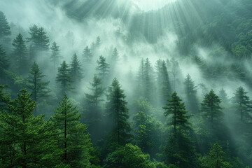 Fog in the forest. Created with Ai