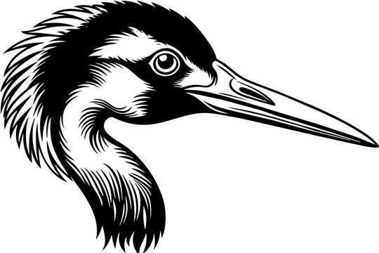 recommend clip art: crane head silhouette vector illustration