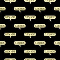 Click here button seamless pattern isolated on black background