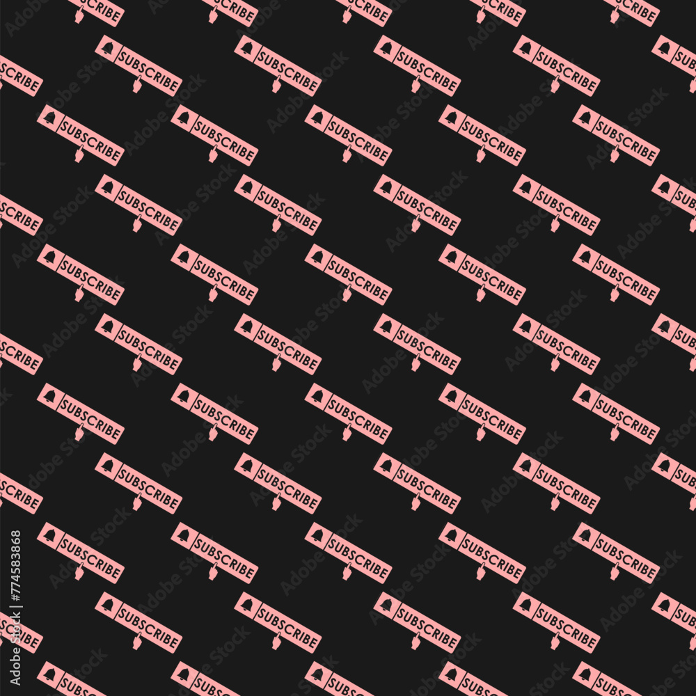 Poster subscribe button icon seamless pattern isolated on black background