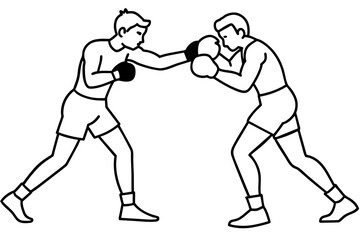 boxing line art vector illustration