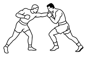 boxing line art vector illustration
