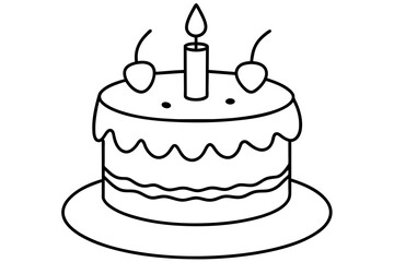 line art of a birthday cake