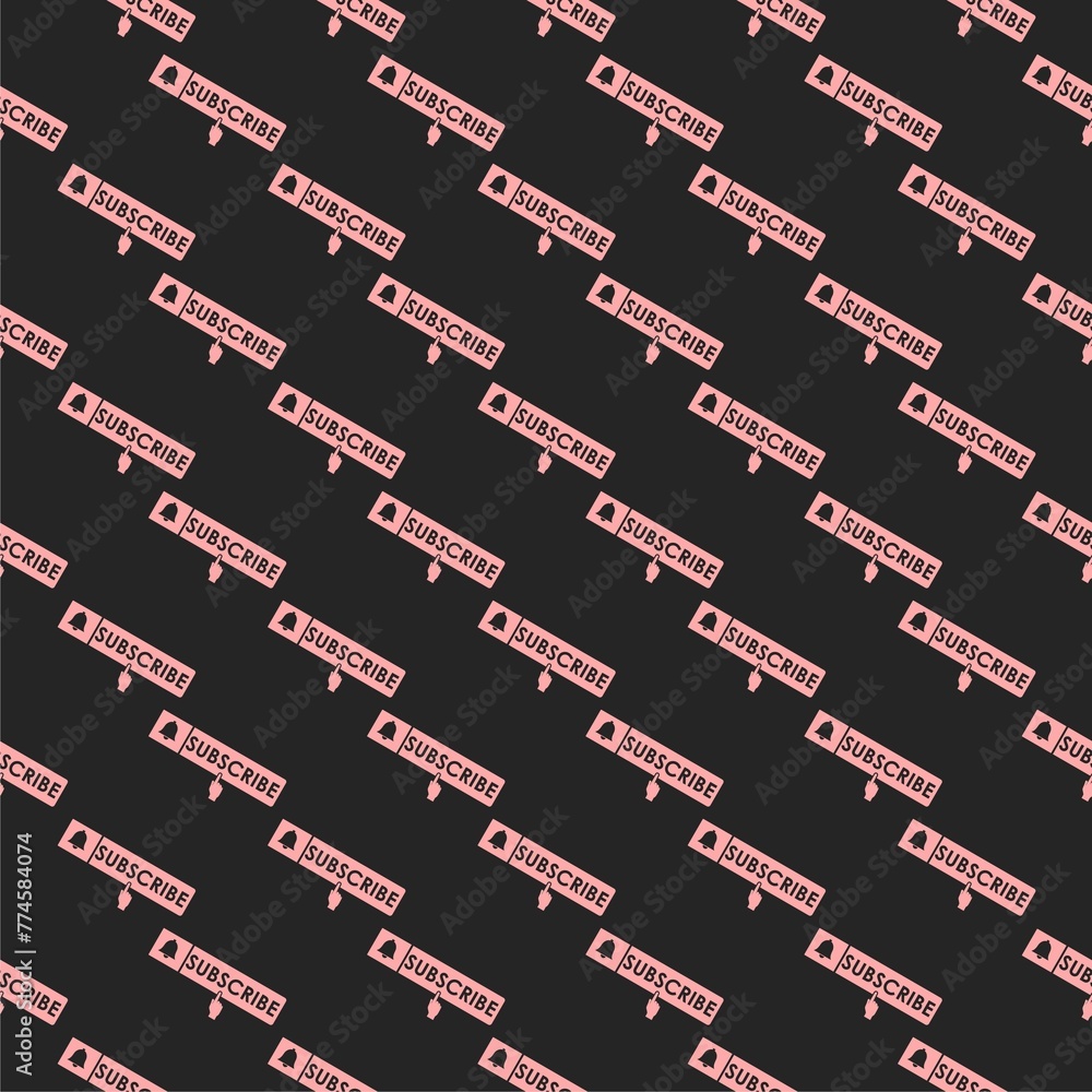 Poster subscribe button icon seamless pattern isolated on black background