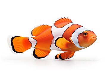 Clown fish on a white background. Undersea animals. Illustration, Generative AI.