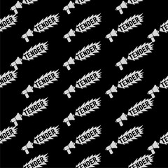 Tender megaphone icon seamless pattern isolated on black