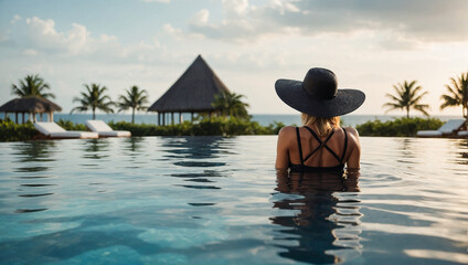 Woman in Infinity Edge Pool 