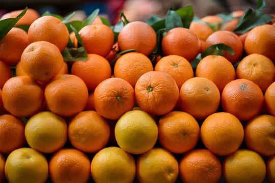 Picture Fresh orange fruits displayed for sale at local market