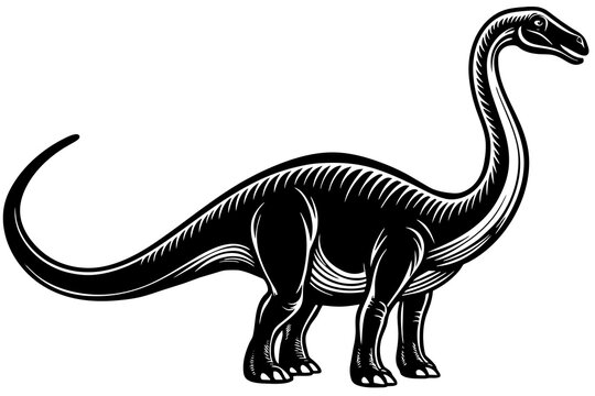 black and white dinosaur standing clip art preview