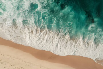 Fototapeta na wymiar Pic White foamy background of waves crashing on sandy beach