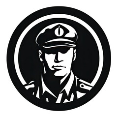 A logo of a soldier in black and white style - obrazy, fototapety, plakaty