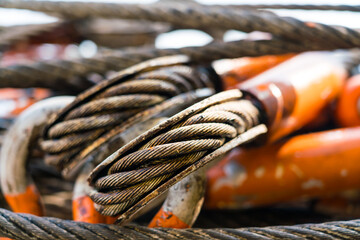 Crane lifting cables are used in lifting leather.