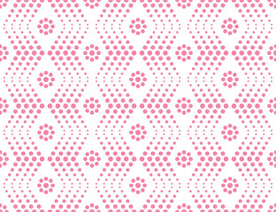 Flower geometric pattern. Seamless vector background. Pink and white ornament