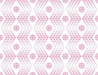 Gordijnen Flower geometric pattern. Seamless vector background. Pink and white ornament © ELENA
