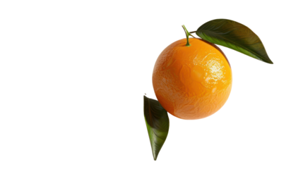 Orange with leaves isolated on white background
