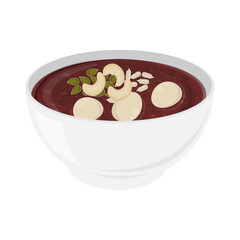 Vector illustration logo korean Red Bean Porridge patjuk on a bowl 