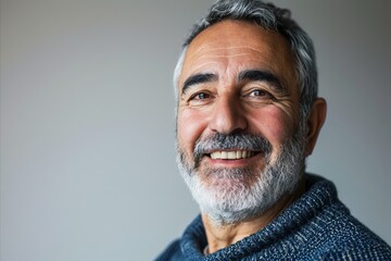 Obraz premium Portrait of a happy senior man with white beard and mustache.