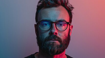 A German electronic music producer with short black hair and a precise beard - obrazy, fototapety, plakaty