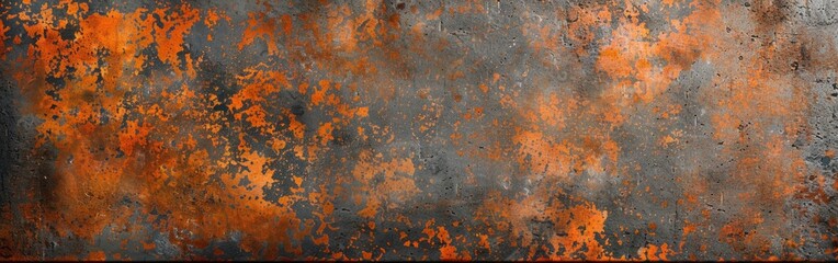 Rustic Corten Steel Stone Texture Background - Grunge Orange Brown Metal Panorama for Banners and...
