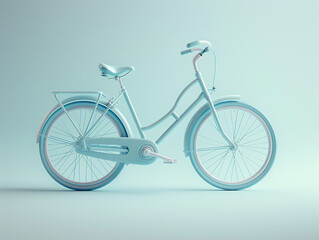 Fototapeta premium A minimalistic 3D bicycle icon in light blue crafted in Maya 3D
