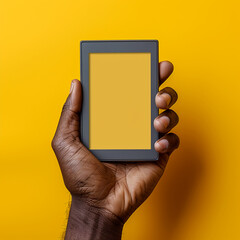 A shot of a hand clutching a minimalist e-reader its thin - obrazy, fototapety, plakaty