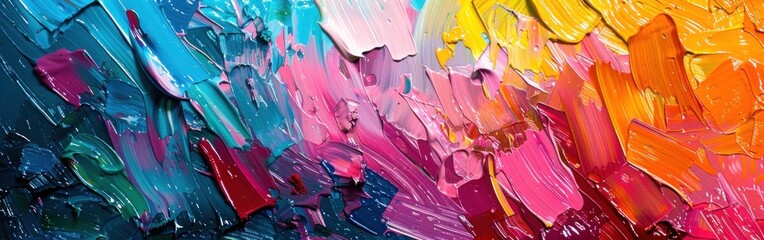Vibrant Oil Paint Explosion Texture on Canvas - Colorful Abstract Brushstrokes