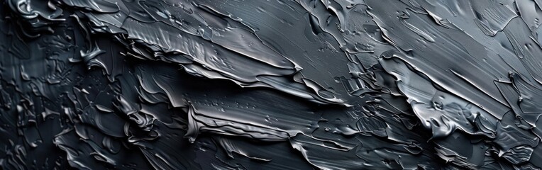Abstract Black and Gray Painting Texture Closeup on Canvas with Oil Brushstroke and Pallet Knife - AI Art