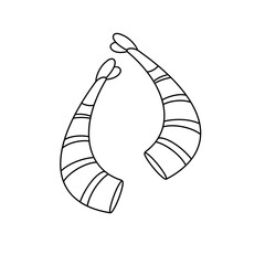 Two large horns with stripes on them. The horns are white and black