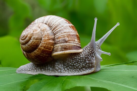 Snail isolated on white background, gastropod mollusk, macrophotography