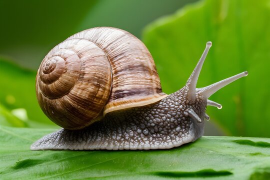 Snail isolated on white background, gastropod mollusk, macrophotography
