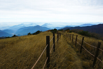 Fototapeta na wymiar Beautiful morning scenery of Sobaeksan Mountain in Korea