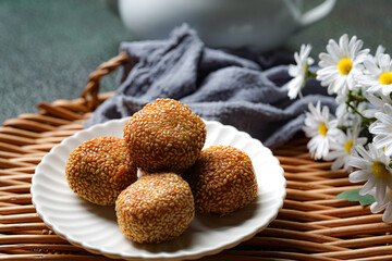 Sesame Ball (Bebola Bijan) or famously called Kuih Bom in Malaysia.