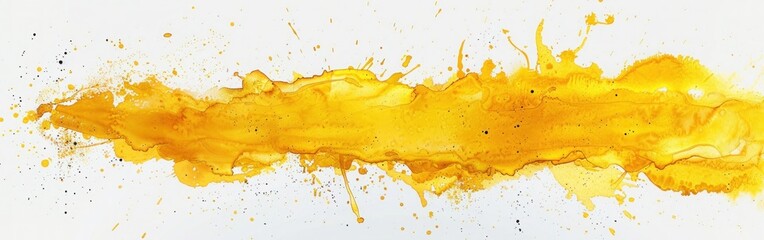 Vibrant Yellow Watercolor Splash Abstract Painting Illustration on Transparent  Background