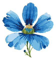 手書き風の青い花のイラスト