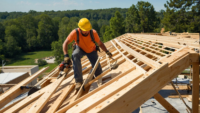 Roofer Carpenter Working 