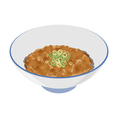 Logo Vector illustration of natto or fermented soybean on a bowl 