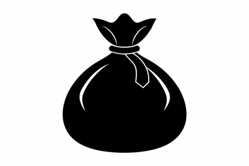 Modern money bag black silhouette design with white background.