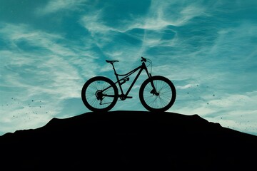 Subject Silhouette of a bike on sky background on a mountain top