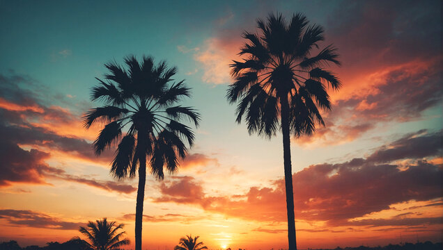 Palm Tree Sunset Silhouette 