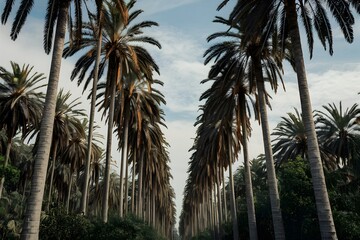 Tall palm trees, tropical vegetation, nature landscape photo