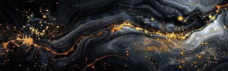 Golden Marbled Ink Texture with Swirls for Luxury Background - Abstract AI Art