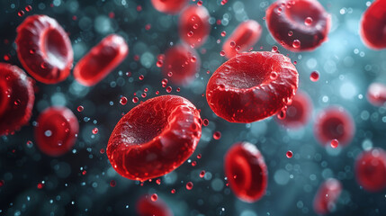 Hemoglobin, Red Blood Cells Flowing in a Vessel. Generated-AI