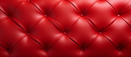 Red leather couch with intricate diamond pattern in close up view, emphasizing the luxurious texture and elegant design