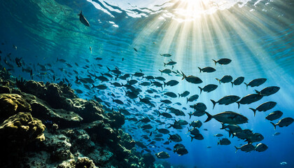 School of Fish and Coral Reef 