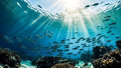 School of Fish and Coral Reef 