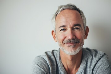 Portrait of a handsome senior man with grey hair and beard.