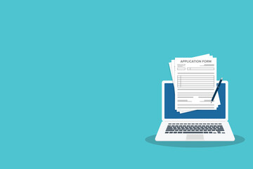 Fototapeta premium Online application form. Claim form, paperwork concepts. 