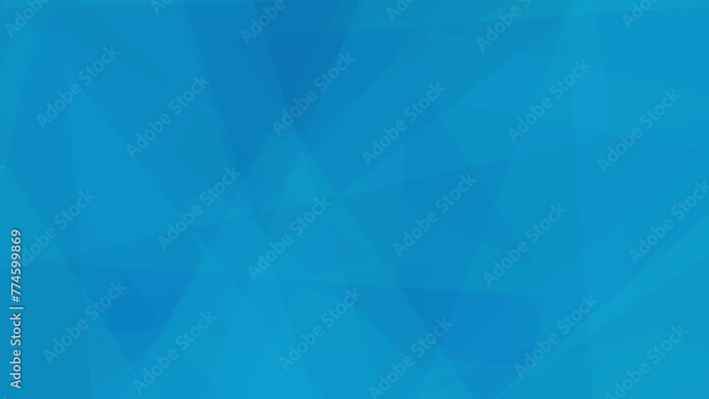 Poster abstract blue background with rotating triangles and other shapes - modern, futuristic backdrop anim